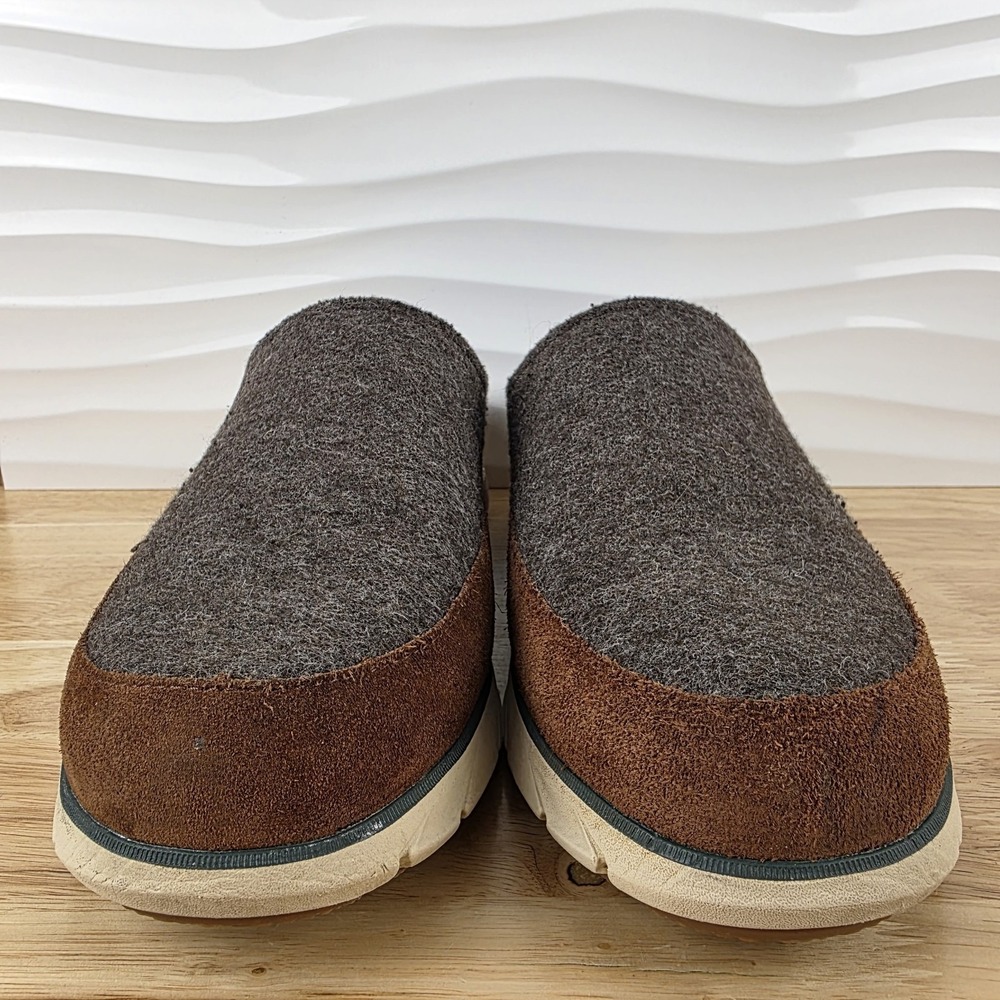LL‎ Bean Downeast Slip On Clogs Gray Wool Brown Suede Shoes Mens Size 11 - Picture 5 of 13